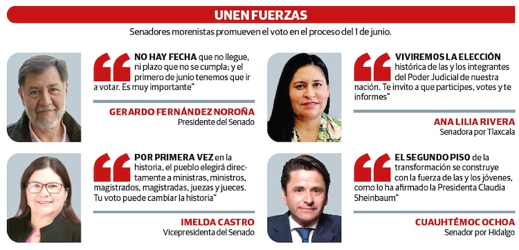 Unen fuerzas │ Senadores morenistas promueven el voto en el proceso del 1 de junio.