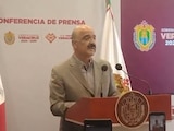 Ricardo Ahued Bardahuil, secretario de Gobierno de Veracruz, en conferencia de prensa.