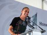 La Presidenta Claudia Sheinbaum Pardo durante su visita a Culiacán, Sinaloa, el 20 de septiembre de 2026.