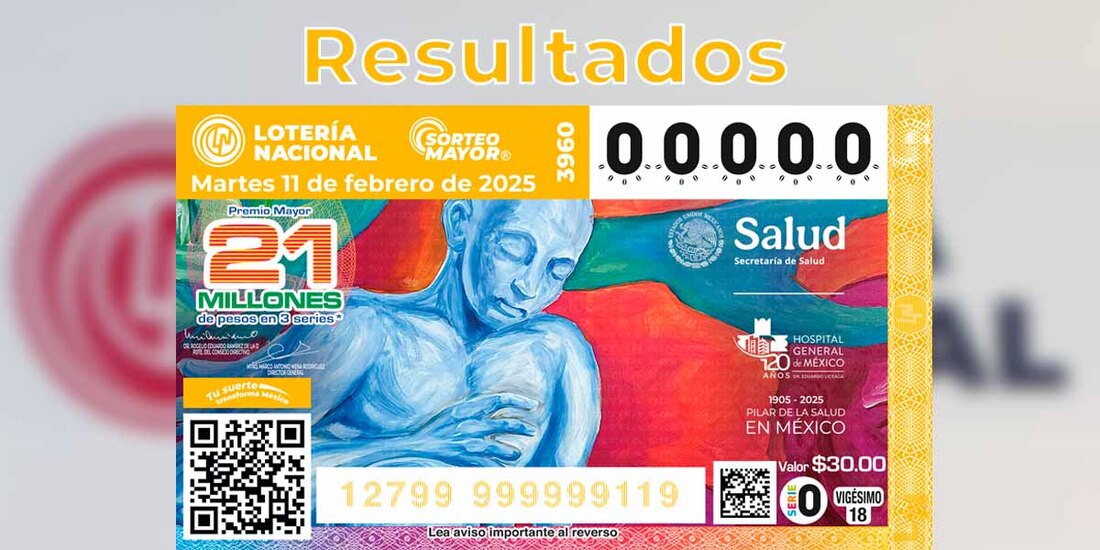 Resultados Sorteo Mayor 3960 del 11 de febrero del 2025 de Lotería Nacional.