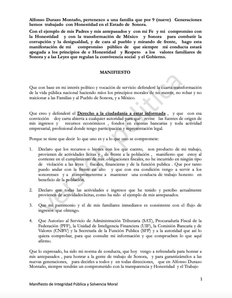 Manifiesto de Solvencia Moral e Integridad Pública