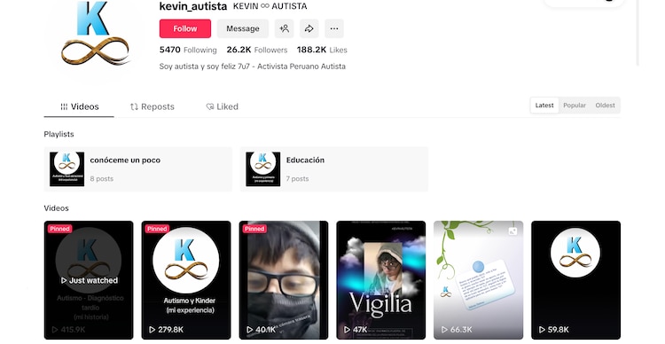 Cuenta de Kevin_autista en TikTok