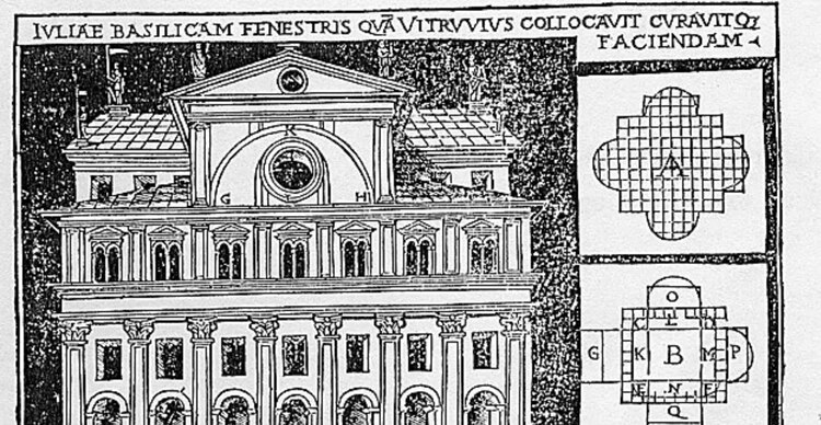 Diseño del plano de la Basílica de Vitruvio