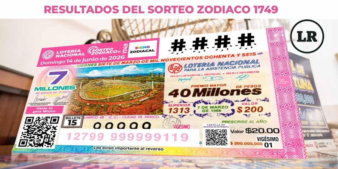 Resultados Sorteo Zodiaco 1749 del 14 de junio del 2026 de Lotería Nacional.