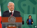 AMLO este viernes en conferencia en Palacio Nacional.