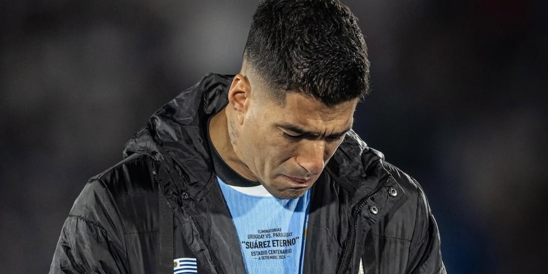Luis Suárez en su despedida con la Selección de Uruguay