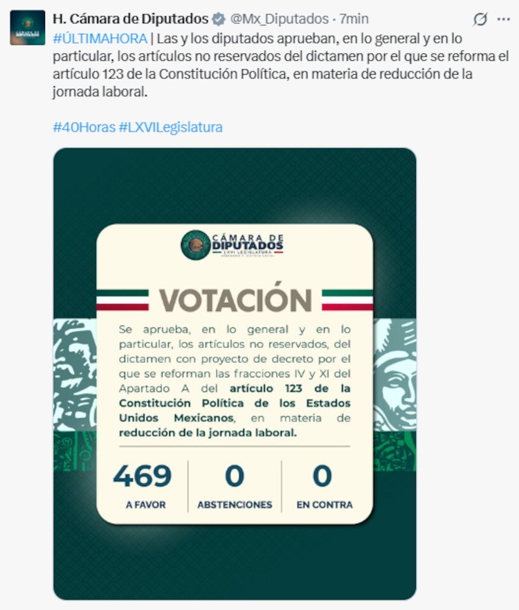 Avanza dictamen para reformar el Artículo 123 constitucional