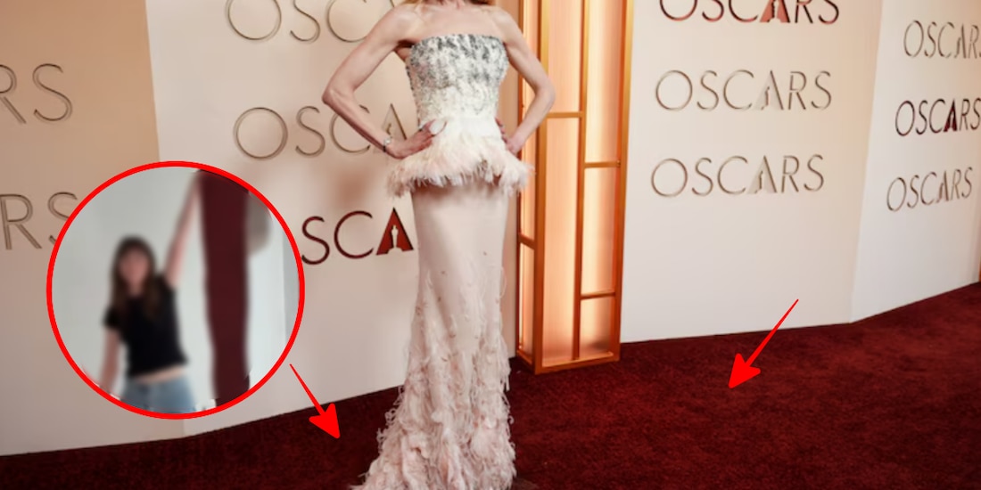 Influencer se lleva un pedazo de la alfombra roja de los Oscar para decorar su casa