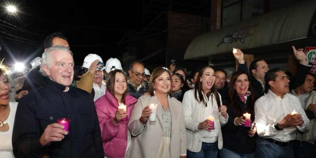 Xóchitl Gálvez, durante evento de campaña a la media noche de este viernes.