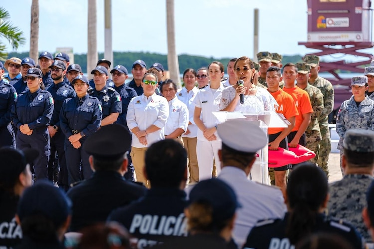 La gobernadora Mara Lezama encabeza el inicio del Operativo de Seguridad Semana Santa 2026 desde el Malecón Tajamar en Cancún.