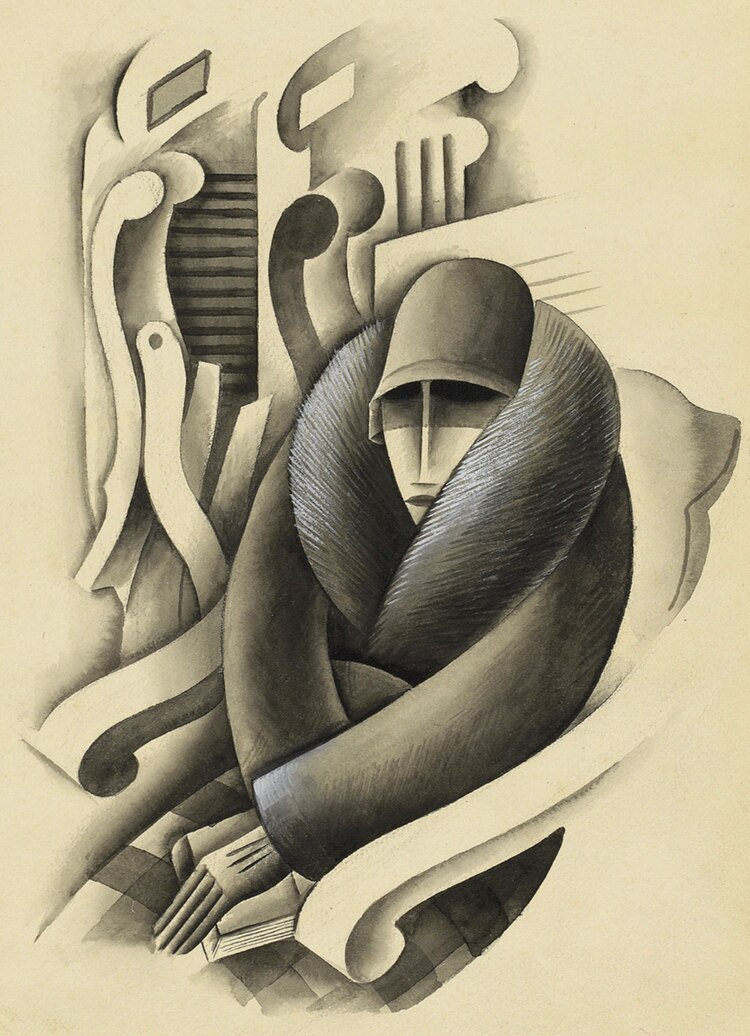 Miguel Covarrubias, ¿Madame X?, tinta y gouache sobre papel, Vanity Fair, abril, 1928.