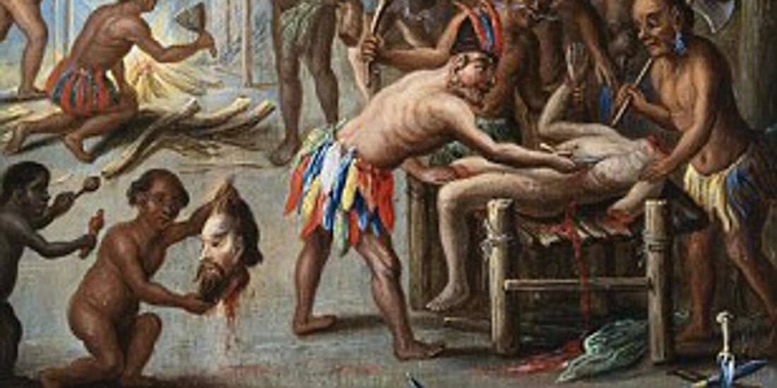 Jan van Kessel, Indios como caníbales, 1644, detalle.