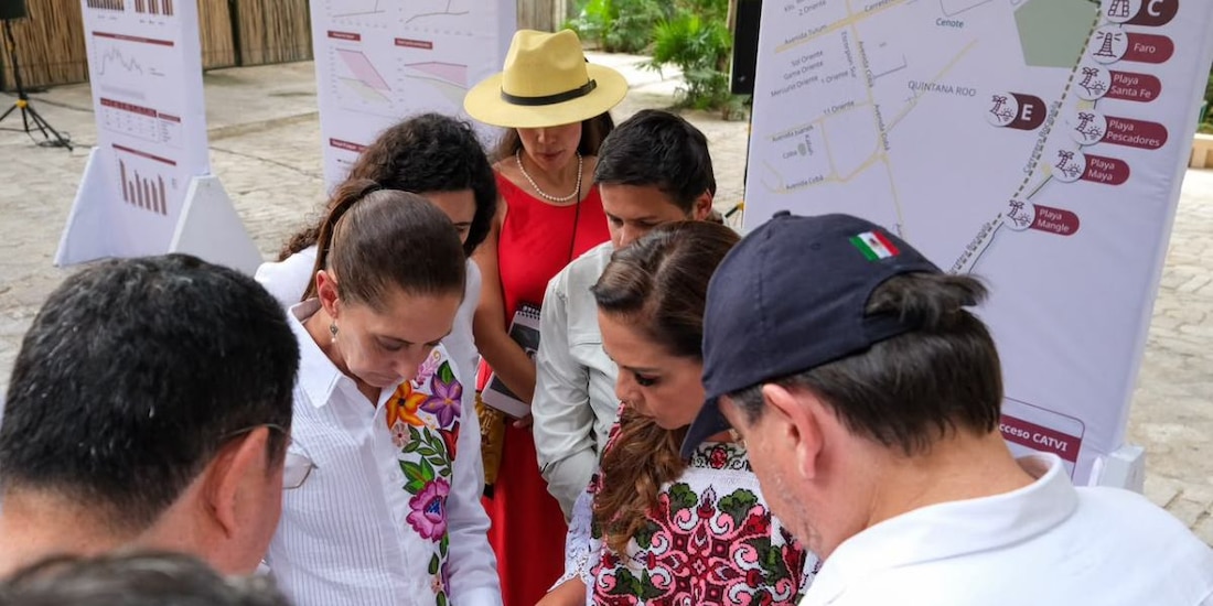 Claudia Sheinbaum y Mara Lezama recorren inmediaciones del Parque del Jaguar.