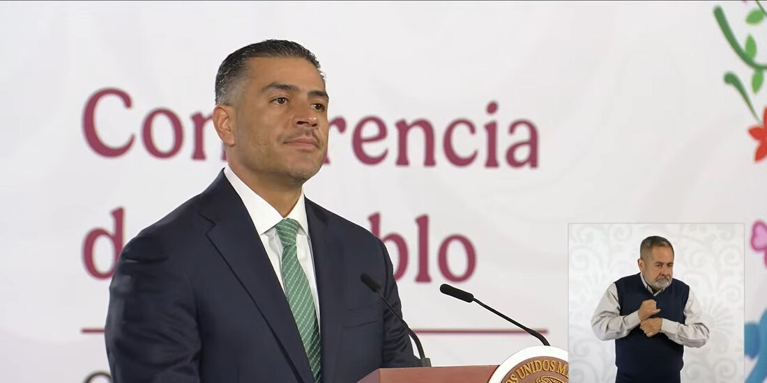 Omar García Harfuch en la conferencia de la Presidenta de México.