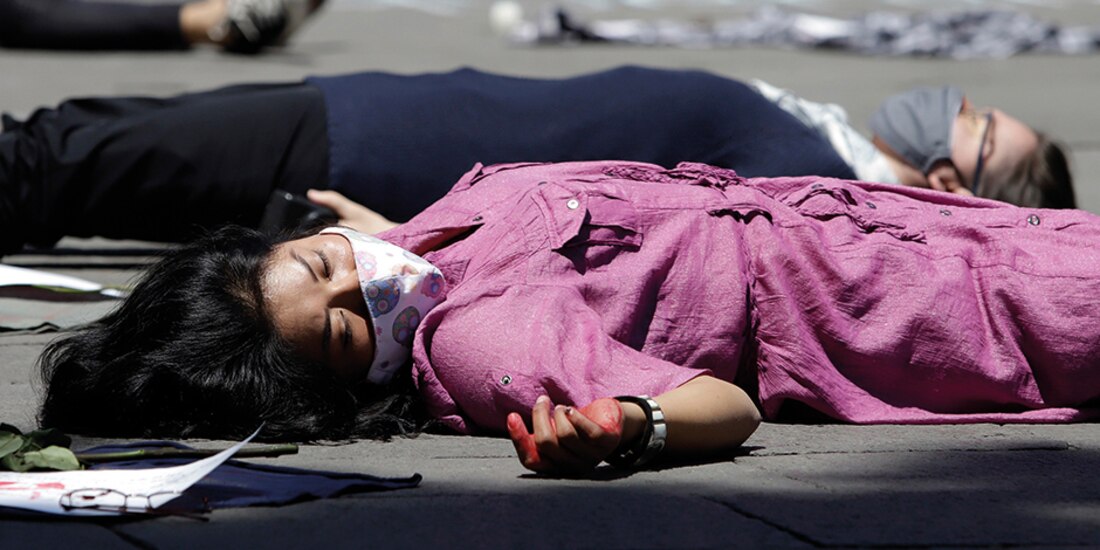 Activistas se manifiestan contra la violencia machista, en Puebla, en junio pasado.