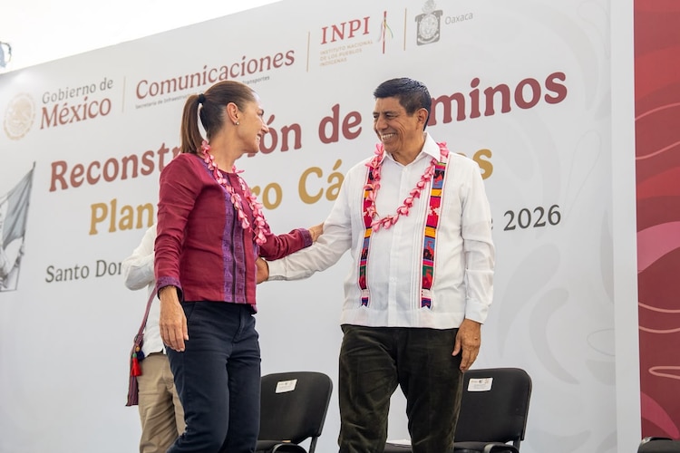 Presidenta Claudia Sheinbaum y el gobernador de Oaxaca, Salomón Jara Cruz.
