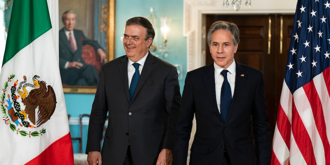 El canciller Ebrard y el secretario de Estado de EU, Blinken, ayer.