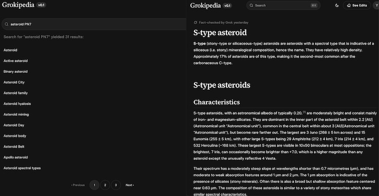 Ejemplo de busqueda de Grokipedia
