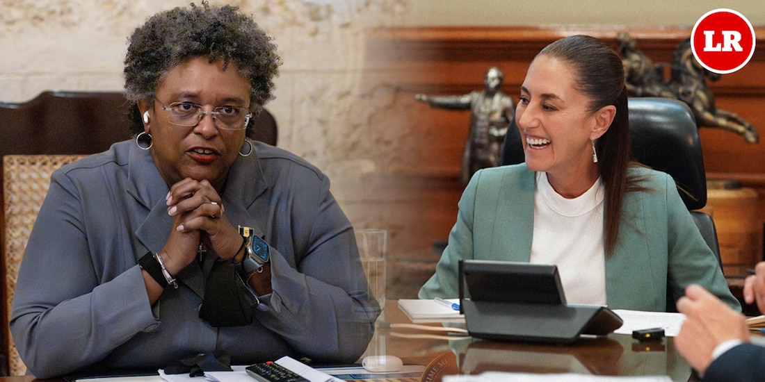 Presidenta Claudia Sheinbaum y la primera ministra de Barbados, Mia Amor Mottley.