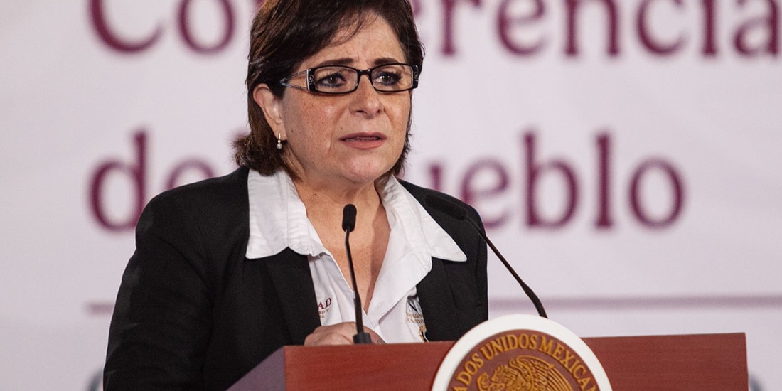 Laura Velázquez Alzúa, coordinadora Nacional de Protección Civil durante conferencia matutina en Palacio Nacional
