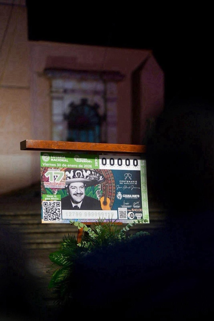 Billete del Sorteo Superior 2870 de la Lotería Nacional, en homenaje a José Alfredo Jiménez.