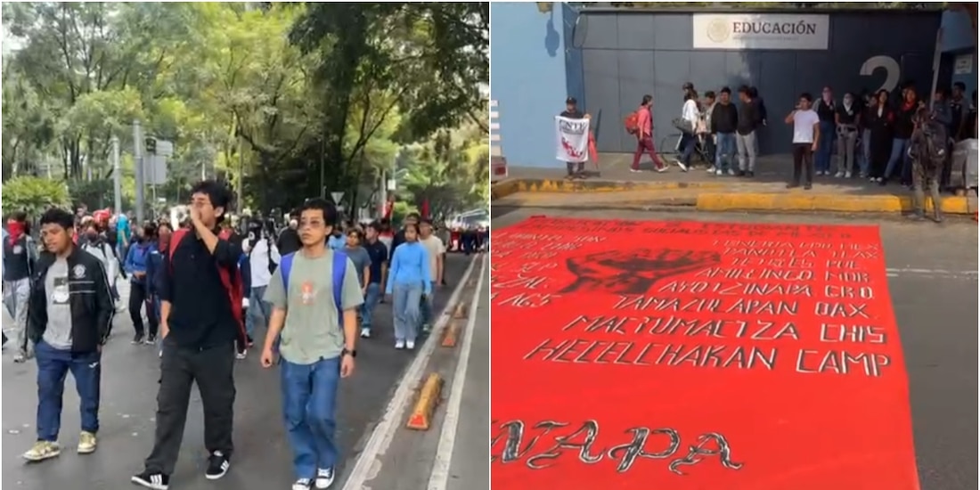 Movilización de normalistas en la Ciudad de México, el 29 de junio de 2026.