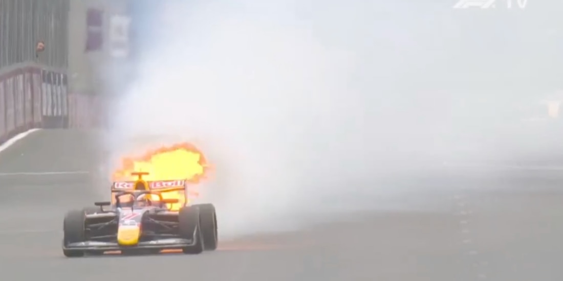 Coche de Red Bull se prende en fuego en F3