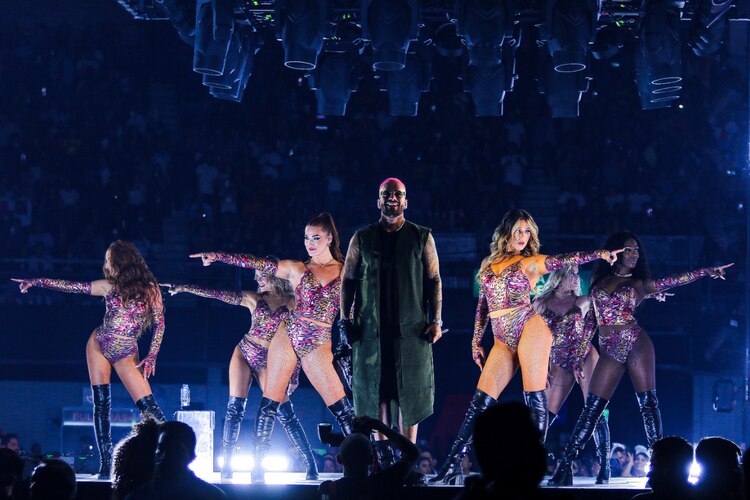 El astro colombiano, ayer en su concierto.