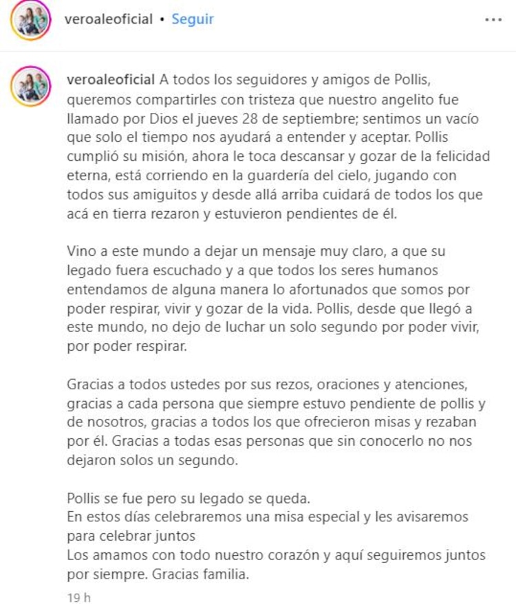 Mensaje de la exconductora de Venga la Alegría Verónica Alejandra sobre la muerte de su hijo