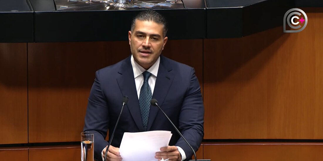 Omar García Harfuch este miércoles en el Senado.