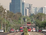 Panorámica de la Ciudad de México durante la contaminación por ozono, ayer.