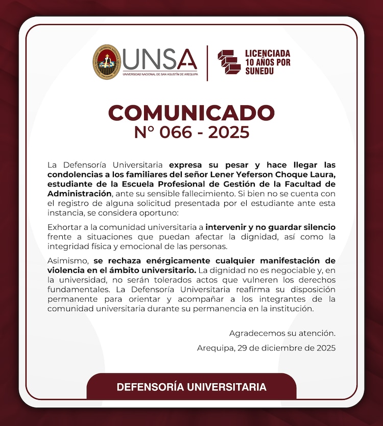 Comunicado de la UNSA