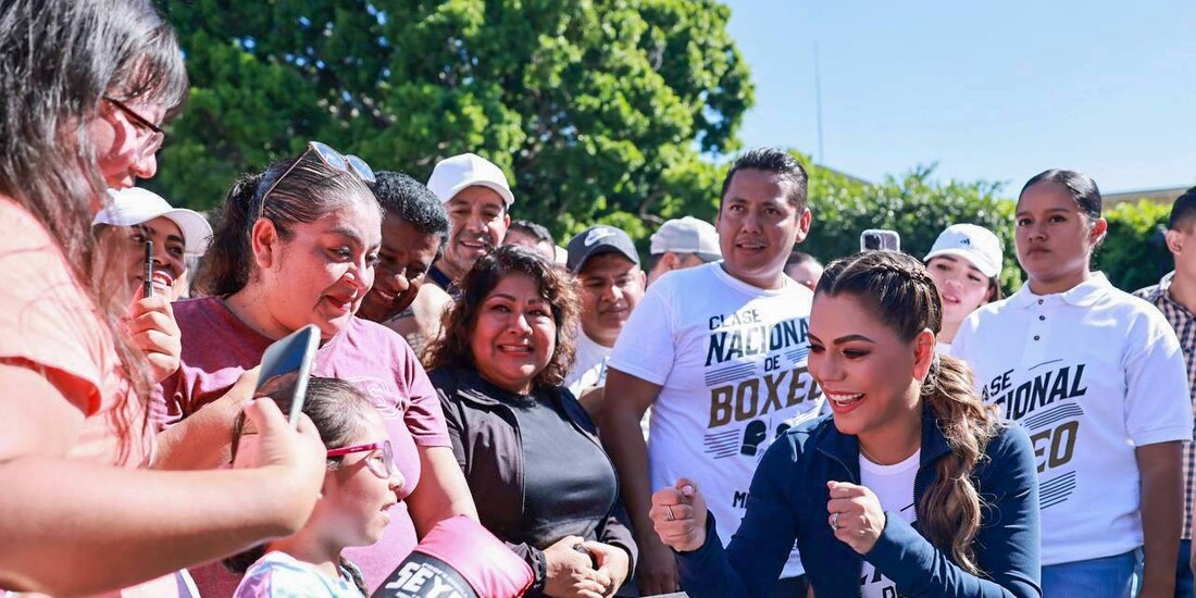 Evelyn Salgado y Claudia Sheinbaum impulsan "Boxeando por la Paz" en Guerrero, en favor de una juventud libre de adicciones.