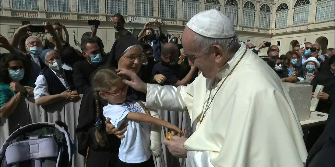 El pontífice, durante la primera audiencia desde marzo.