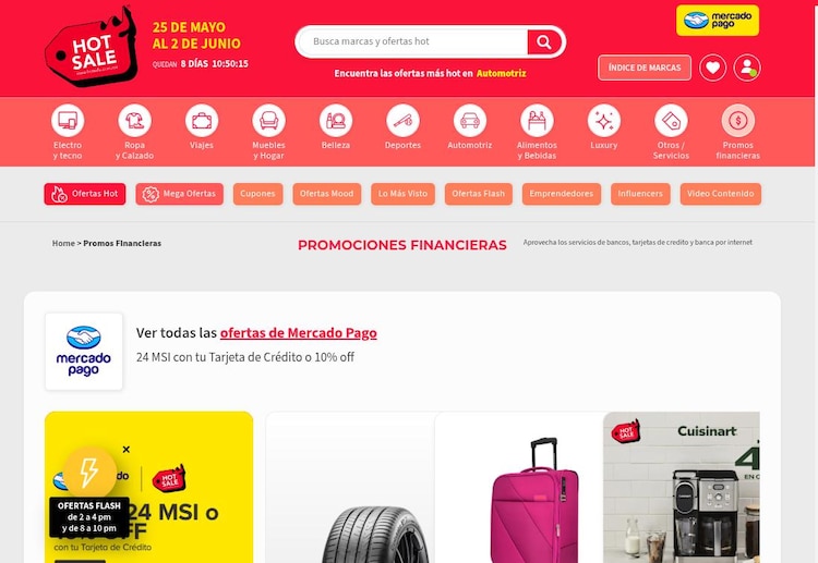 Así luce la pantalla de promociones bancarias del Hot Sale 2026.