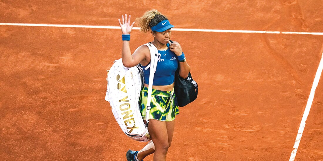 La japonesa, a la hora de abandonar la cancha, ayer.
