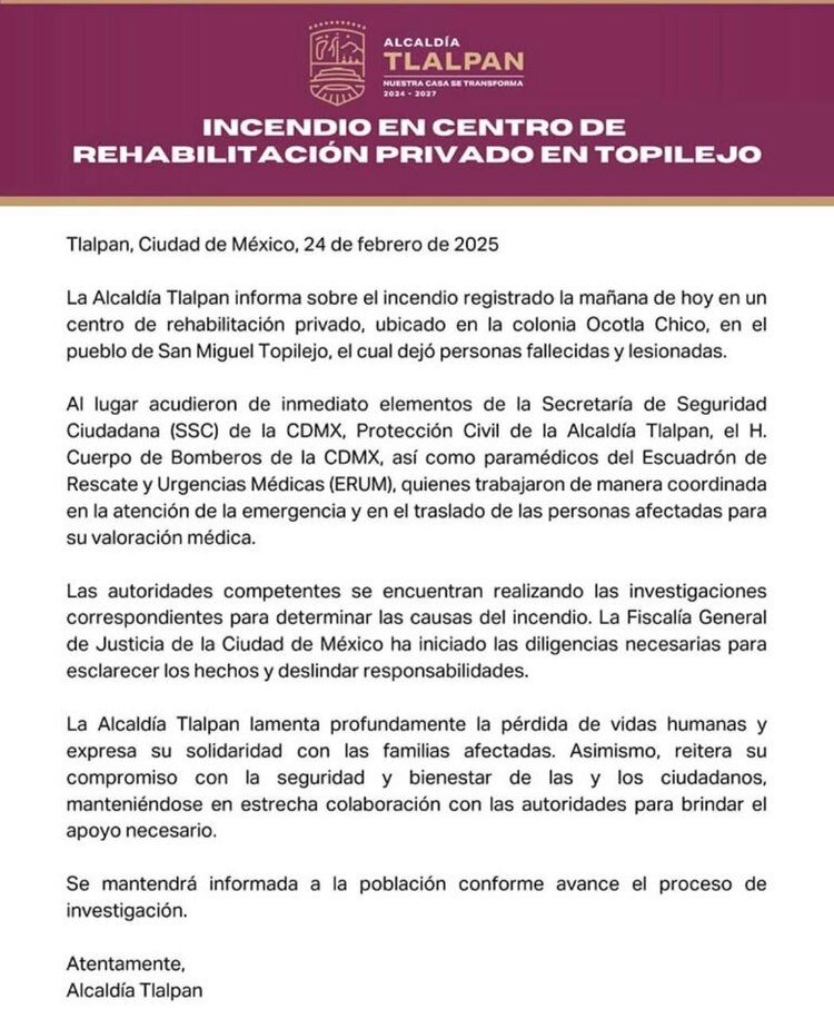 Comunicado de la Alcaldía