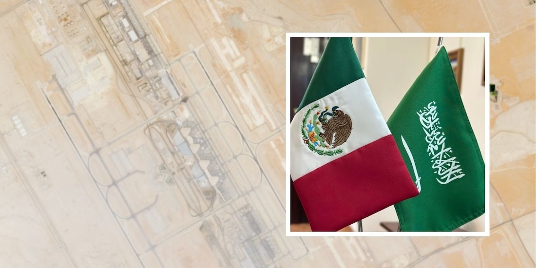 Embajada de México en Arabia Saudita pide precauciones a connacionales; en foto, vista aérea del aeropuerto de Riad.