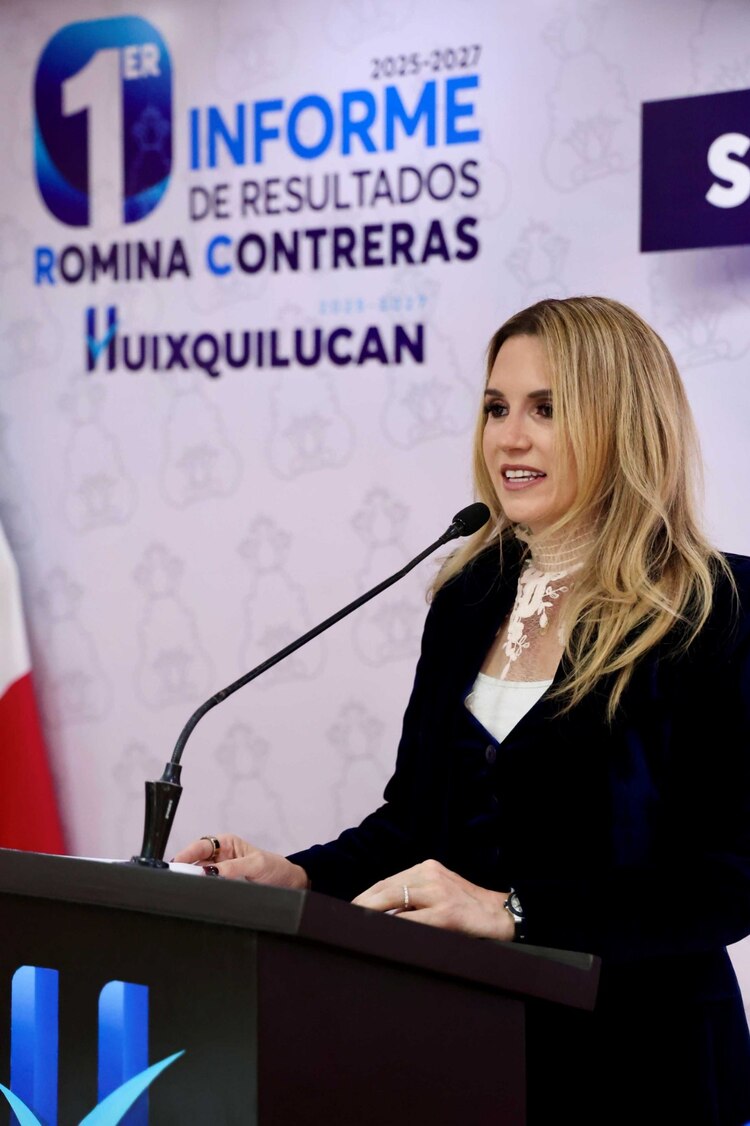La presidenta municipal, Romina Contreras, presenta los resultados de su Primer Informe de Gobierno de la Administración 2025-2027.