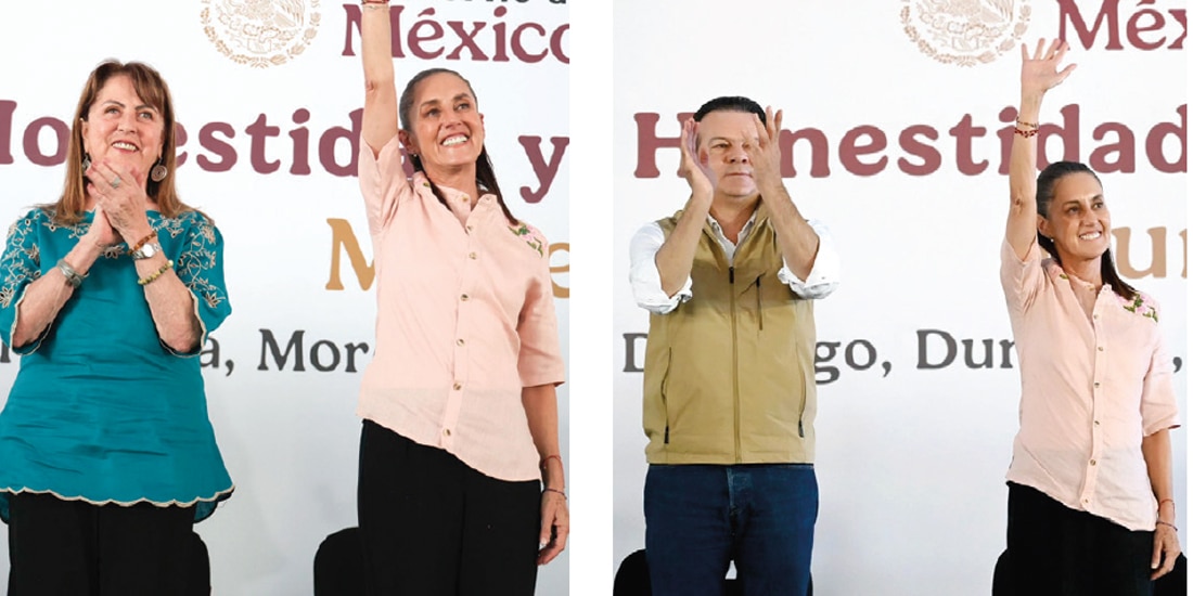 LA MANDATARIA federal, con Margarita González y Esteban Villegas, ayer.