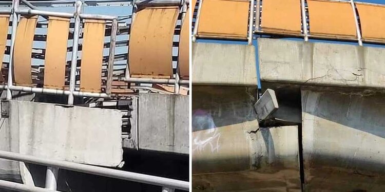 Imágenes de la Línea B del Metro, que circulan en las redes sociales, advirtiendo desniveles en lagunas estaciones