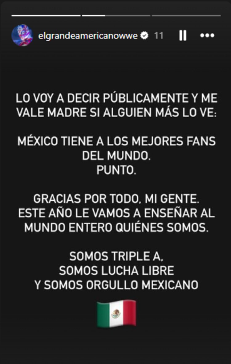 El Grande Americano y su mensaje en redes sociales.