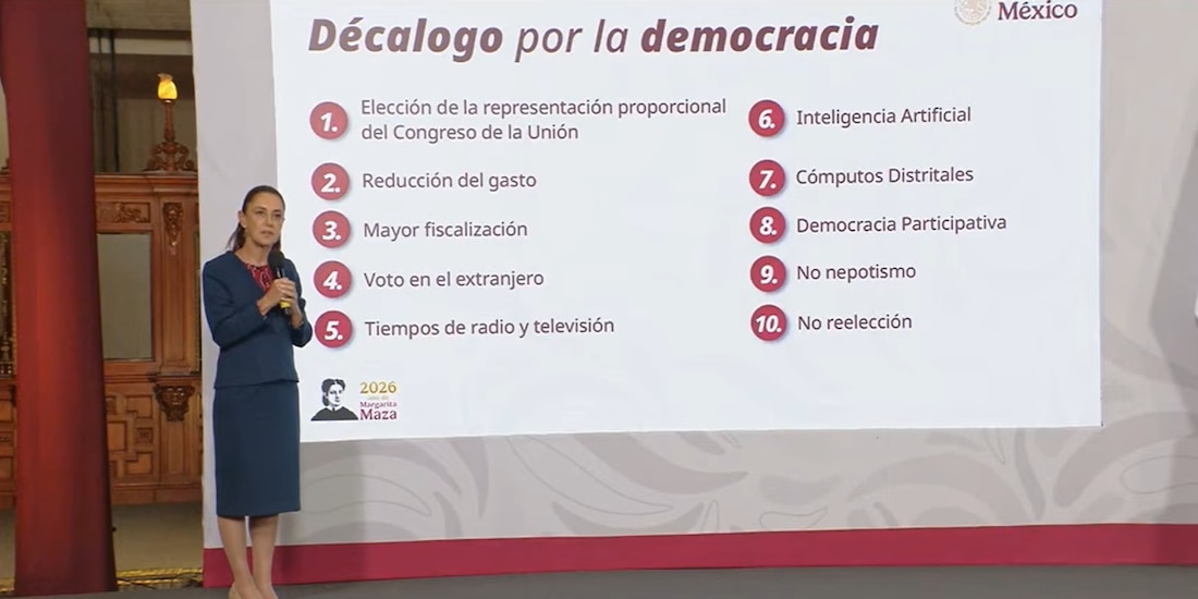 Claudia Sheinbaum este miércoles en Palacio Nacional.