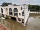 Inundaciones en San Juan del Río por presas desbordas, el pasado lunes.