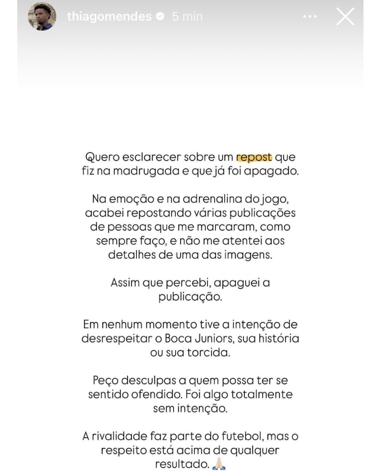 Thiago Mendes pide disculpas