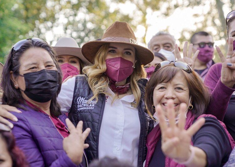 Marina del Pilar Ávila Olmeda, candidata a la gubernatura por la coalición “Juntos Haremos Historia en Baja California”.