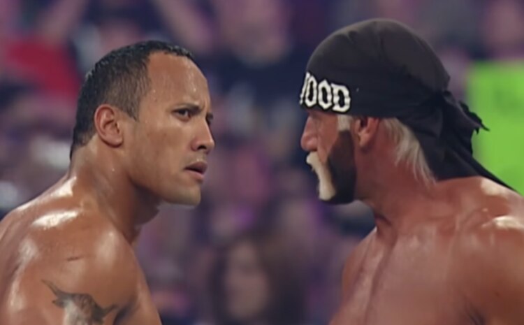 Hulk Hogan vs The Rock │ Hogan regresó en 2002 a Wrestlemania X8 para enfrentarse ante la nueva cara de la WWE, The Rock, una lucha entre dos eras del wrestling.