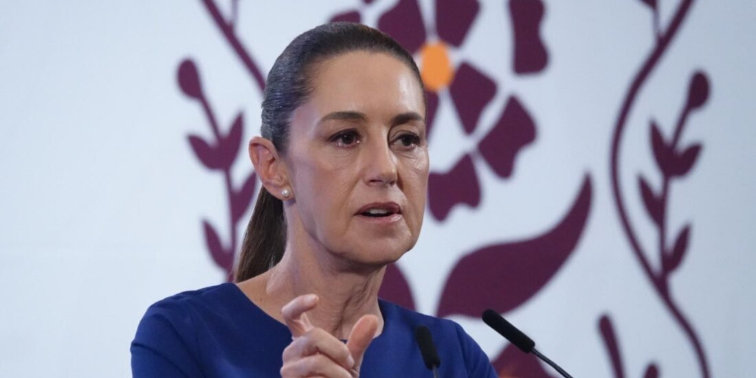 La Presidenta Claudia Sheinbaum, ayer, en conferencia de prensa.