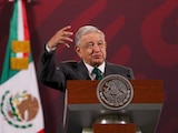 Presidente López Obrador en conferencia matutina desde Palacio Nacional.