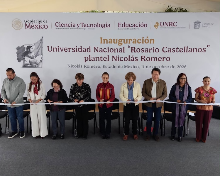 La Presidenta Claudia Sheinbaum Pardo durante la inauguración de la UNRC en Nicolás Romero, el 11 de octubre de 2026.